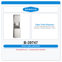 Bobrick B-39747 Recessed Auto Roll Towel Dispenser / Waste Receptacle, 18-Gal., Satin SS