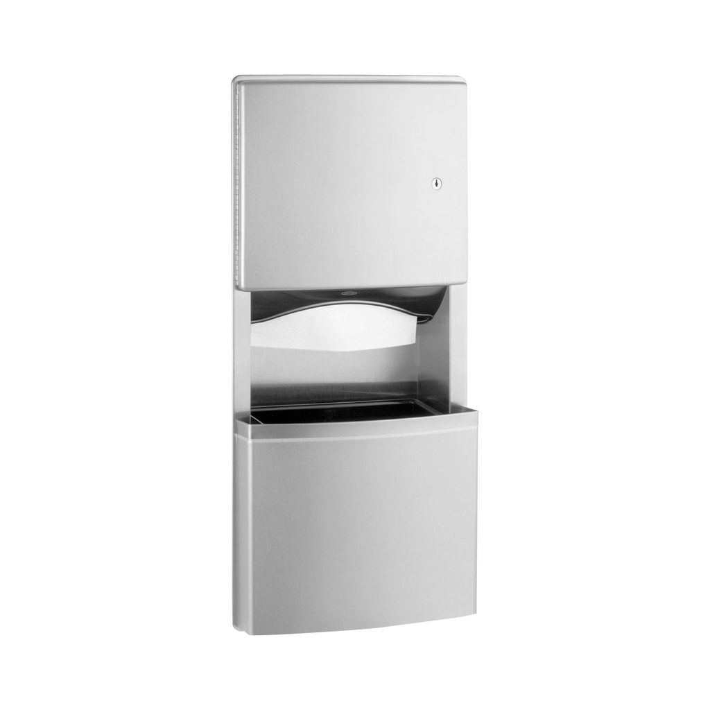 Bobrick B-4369 Paper Towel Disp. and Waste Recep., 2.6-Gal.