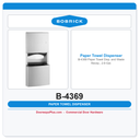 Bobrick B-4369 Paper Towel Disp. and Waste Recep., 2.6-Gal.