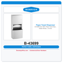 Bobrick B-43699 Surf.-Mtd. Paper Towel Disp., Waste Recep., 2.6-Gal.