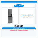 Bobrick B-43949 Surf.-Mtd. Paper Towel Disp., Waste Recep., 15.0-Gal.