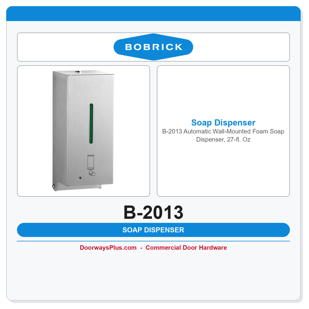 Bobrick B-2013 Automatic Wall-Mounted Foam Soap Dispenser, 27-fl. Oz