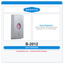 Bobrick B-2012 Automatic Wall-Mounted Soap Dispenser, 30 fl. oz., Satin Stainless