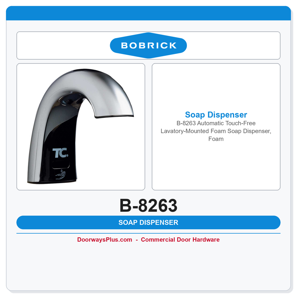 Bobrick B-8263 Automatic Touch-Free Lavatory-Mounted Foam Soap Dispenser, Foam