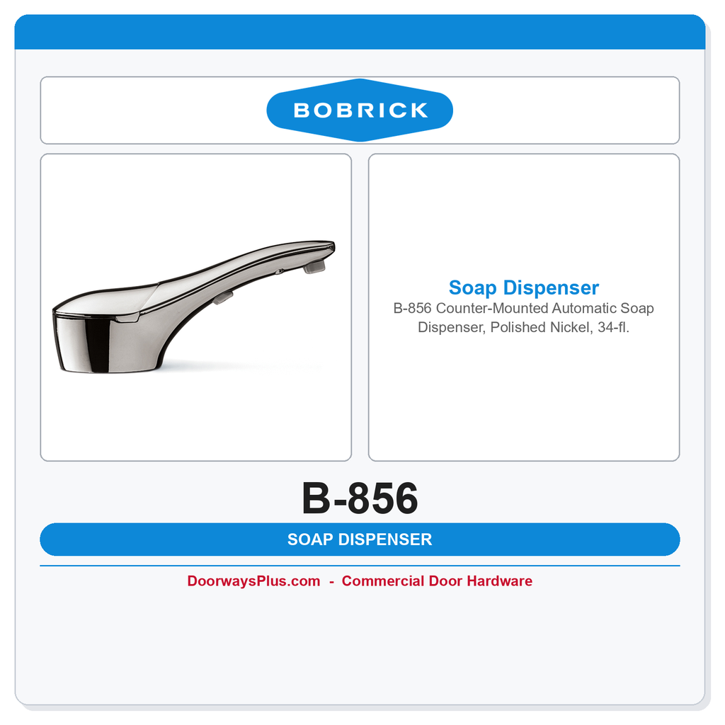 Bobrick B-856 Counter-Mounted Automatic Soap Dispenser, Polished Nickel, 34-fl. Oz.