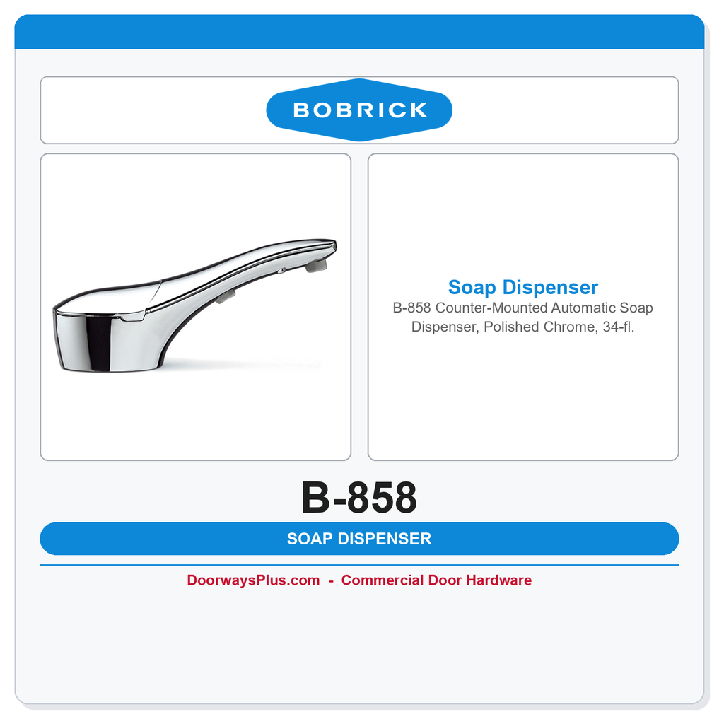 Bobrick B-858 Counter-Mounted Automatic Soap Dispenser, Polished Chrome, 34-fl. Oz.