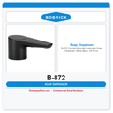 Bobrick B-872 Counter-Mounted Automatic Soap Dispenser, Matte Black, 34-fl. Oz.
