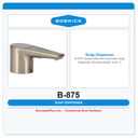 Bobrick B-875 Counter-Mounted Automatic Soap Dispenser, Brushed Nickel, 34-fl. Oz.