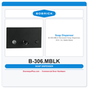 Bobrick B-306.MBLK Recessed Soap Dispenser, 45-fl. Oz, Matte Black