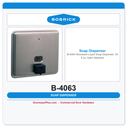 Bobrick B-4063 Recessed Liquid Soap Dispenser, 50 fl oz, Satin Stainless
