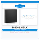 Bobrick B-9262.MBLK Surface-Mounted Paper Towel Dispenser, Matte Black