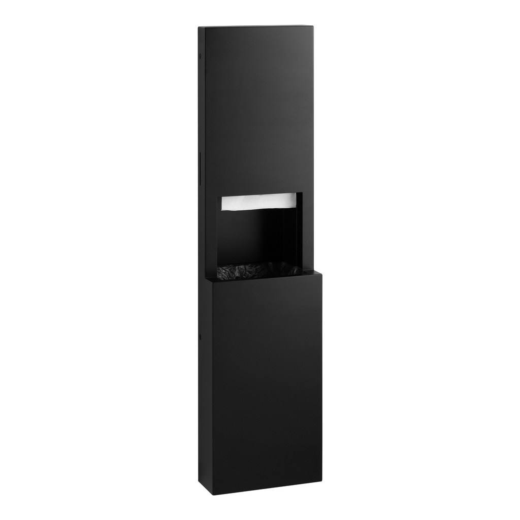 Bobrick B-9944.MBLK Semi-Recessed Paper Towel Dispenser & Waste Receptacle, Matte Black, 8.5-Gal