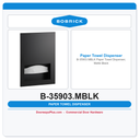Bobrick B-35903.MBLK Paper Towel Dispenser, Matte Black