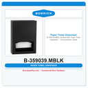 Bobrick B-359039.MBLK Surface-Mtd. Paper Towel Dispenser – TrimLineSeries, Matte Black