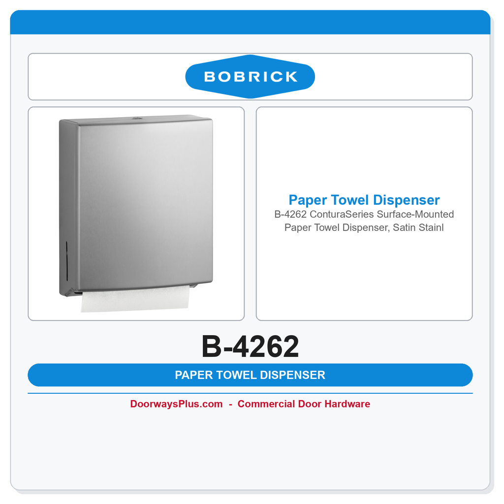 Bobrick B-4262 ConturaSeries Surface-Mounted Paper Towel Dispenser, Satin Stainless