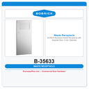 Bobrick B-35633 Recessed Waste Receptacle with Disposal Door, 3-Gal. Stainless
