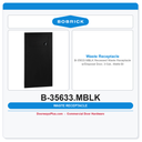 Bobrick B-35633.MBLK Recessed Waste Receptacle w/Disposal Door, 3-Gal., Matte Black