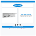 Bobrick B-540 Surface-Mounted Toilet Tissue Dispenser & Utility Shelf, Satin Finish