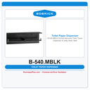 Bobrick B-540.MBLK Surface-Mounted Toilet Tissue Dispenser & Utility Shelf, Matte Black