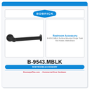 Bobrick B-9543.MBLK Surface-Mounted Single Toilet Roll Holder, Matte Black
