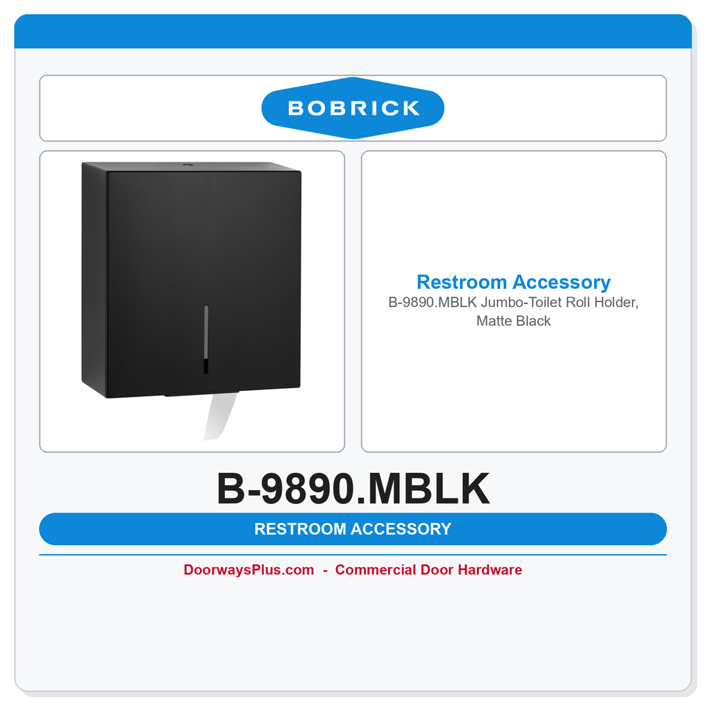 Bobrick B-9890.MBLK Jumbo-Toilet Roll Holder, Matte Black