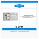 Bobrick B-3091 Recessed Toilet Tissue, Seat-Cover Dispenser & Waste Disposal – Left Side