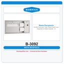 Bobrick B-3092 Recessed Toilet Tissue, Seat-Cover Dispenser & Waste Disposal – Right Side, ADA