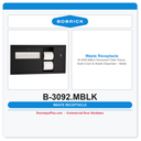 Bobrick B-3092.MBLK Recessed Toilet Tissue, Seat-Cover & Waste Dispenser – Matte Black, Right Side