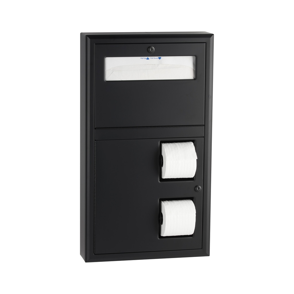Bobrick B-3479.MBLK Surface-Mounted Seat Cover Dispenser and Dual-Roll Toilet Tissue Disp., Matte Black