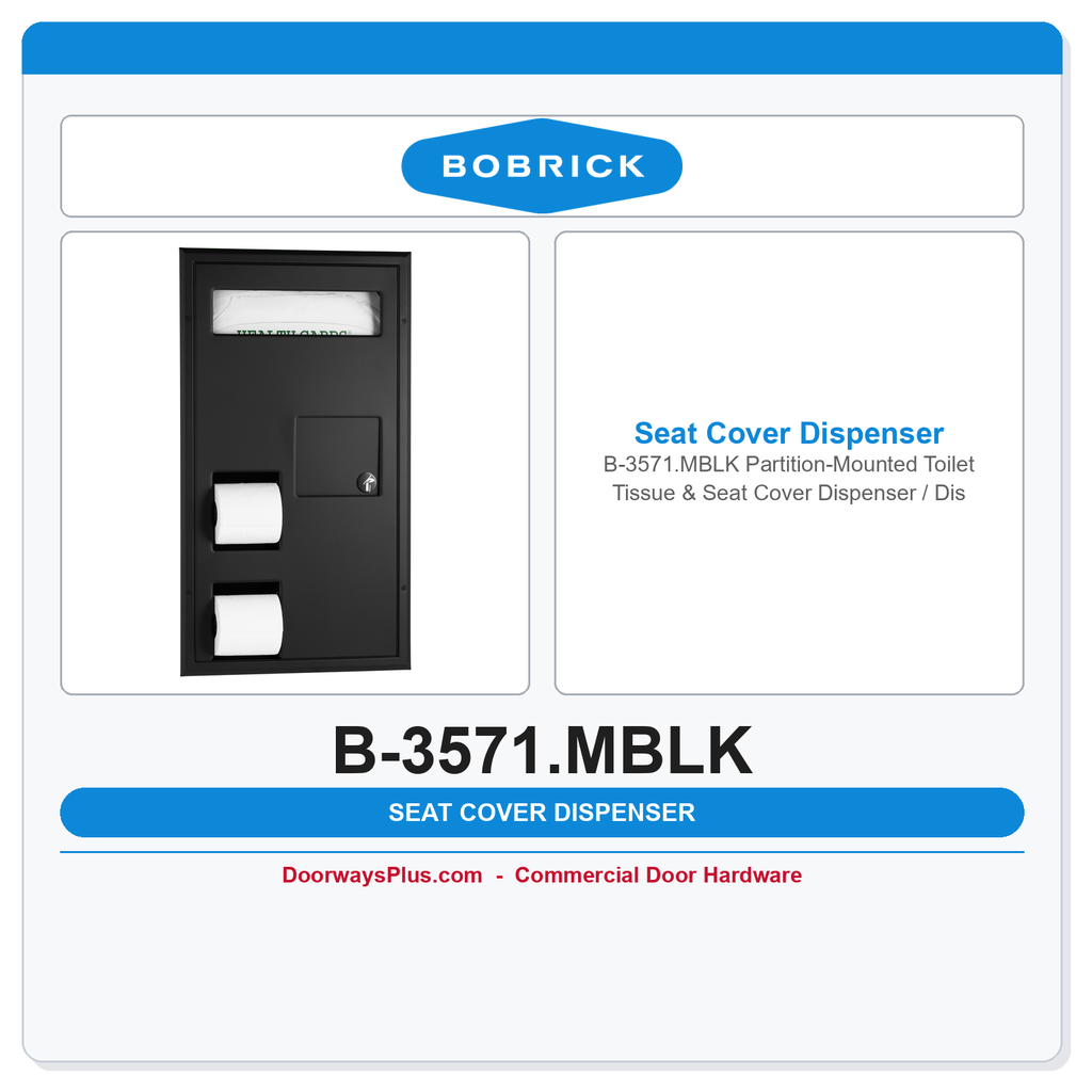 Bobrick B-3571.MBLK Partition-Mounted Toilet Tissue & Seat Cover Dispenser / Disposal – Accessible, Matte Black