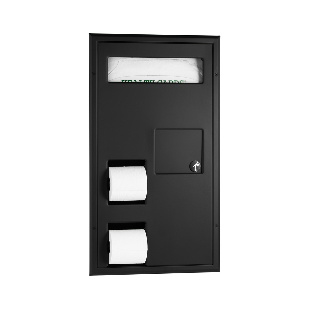 Bobrick B-3571.MBLK Partition-Mounted Toilet Tissue & Seat Cover Dispenser / Disposal – Accessible, Matte Black
