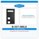 Bobrick B-3571.MBLK Partition-Mounted Toilet Tissue & Seat Cover Dispenser / Disposal – Accessible, Matte Black