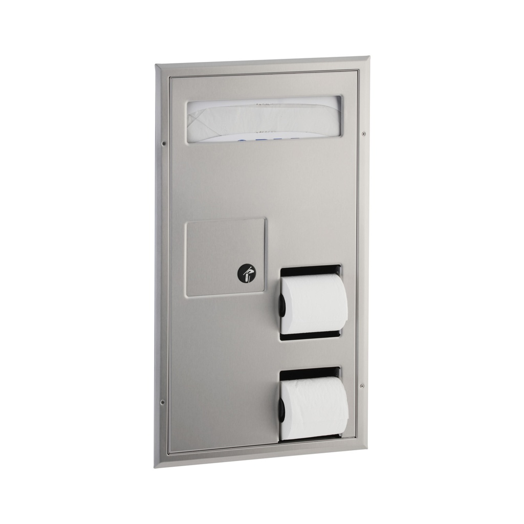Bobrick B-35715 Partiton-Mounted Seat Cover Dispenser Disposal, 0.8-Gal. Toilet Tissue Dispenser – Accessible Design