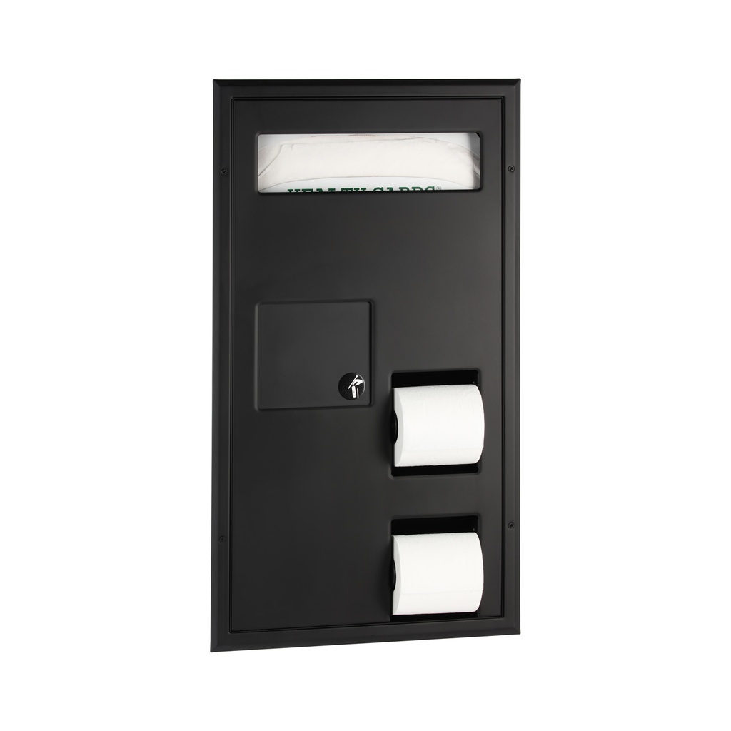 Bobrick B-35715.MBLK Partiton-Mounted Seat Cover Dispenser Disposal, 0.8-Gal. Toilet Tissue Dispenser – Accessible