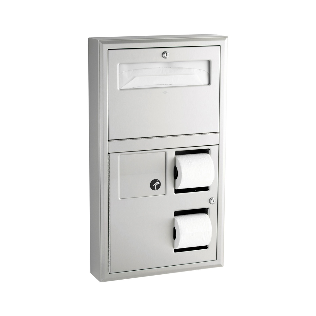 Bobrick B-3579 Surface-Mounted Seat Cover Dispenser Disposal, 0.8-Gal. Toilet Tissue Dispenser