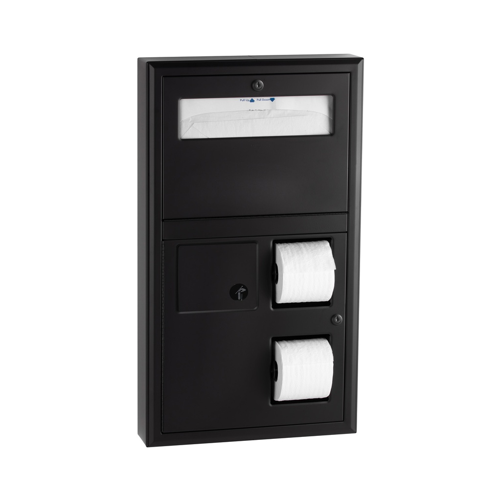 Bobrick B-3579.MBLK Surface-Mounted Seat Cover Dispenser Disposal, 0.8-Gal. Toilet Tissue Dispenser, Matte Black