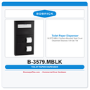 Bobrick B-3579.MBLK Surface-Mounted Seat Cover Dispenser Disposal & Toilet Tissue Dispenser, Matte Black