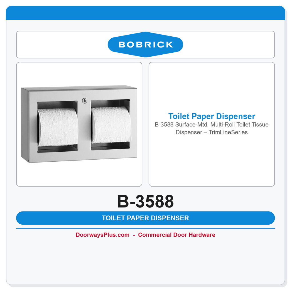 Bobrick B-3588 Surface-Mtd. Multi-Roll Toilet Tissue Dispenser – TrimLineSeries