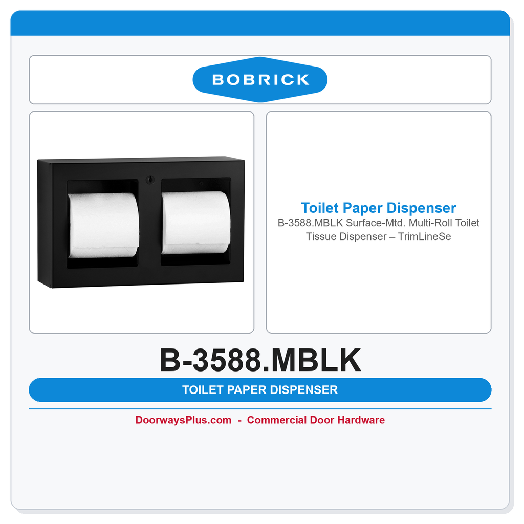 Bobrick B-3588.MBLK Surface-Mounted Multi-Roll Toilet Tissue Dispenser – TrimLineSeries, Matte Black