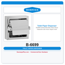 Bobrick B-6699 Surface-Mounted Toilet Tissue Dispenser with Hood, Bright Finish