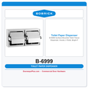 Bobrick B-6999 Surface-Mounted Toilet Tissue Dispenser, Hoods, 2 Rolls, Bright Finish