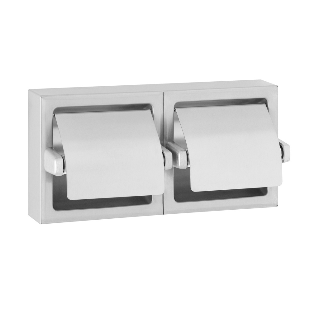 Bobrick B-69997 Surface-Mounted Toilet Tissue Dispenser, Hoods, 2 Rolls, Satin Finish