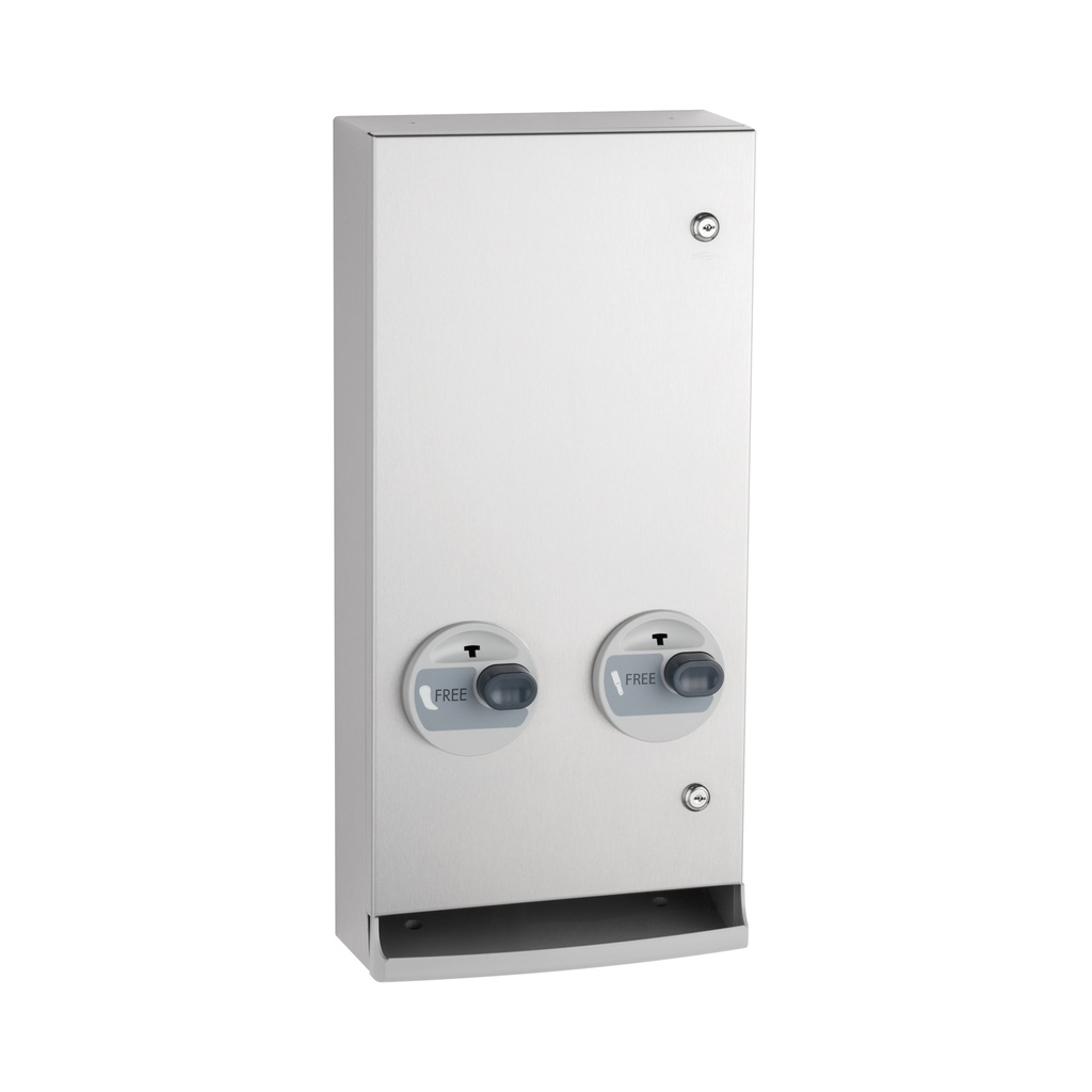 Bobrick B-2706C Surface-Mounted Push-Button Napkin/Tampon Vendor, Free no-coin Operation