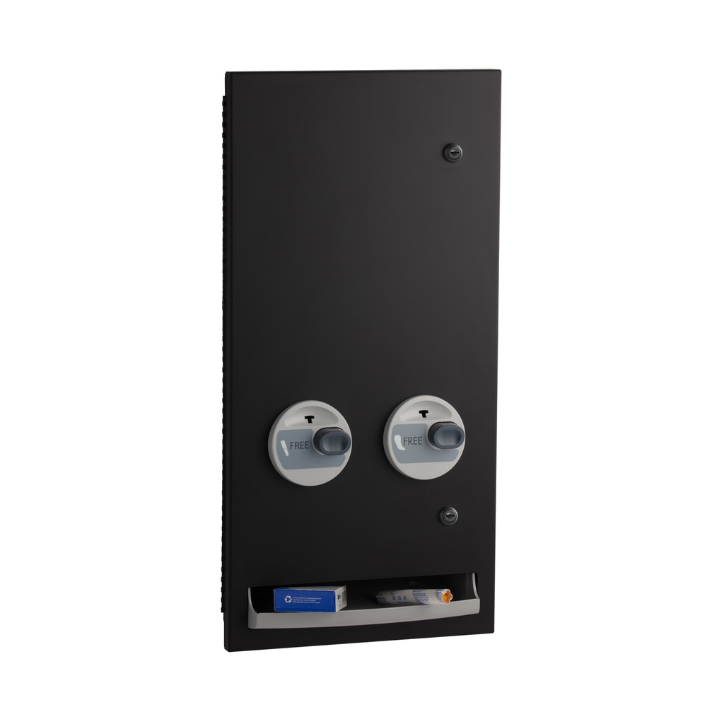 Bobrick B-37063.MBLK C Recessed Napkin / Tampon Vendor, Free Vend Operation, Matte Black