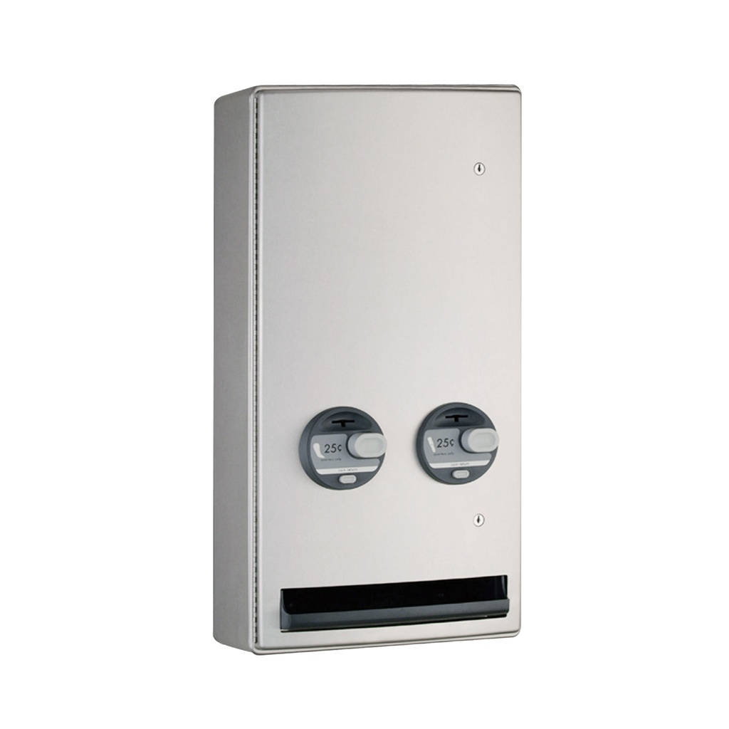 Bobrick B-47069 25 Surface-Mounted Push-Button Napkin/Tampon Vendor, Single-Coin 25¢Operation