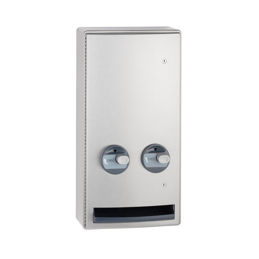 Bobrick B-47069C Surface-Mounted Push-Button Napkin/Tampon Vendor, Free no-coin Operation