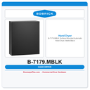 Bobrick B-7179.MBLK Surface-Mounted Automatic Hand Dryer, Matte Black