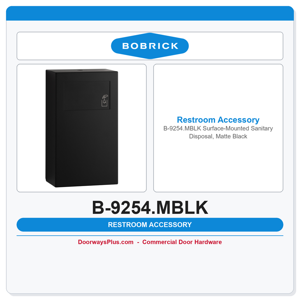 Bobrick B-9254.MBLK Surface-Mounted Sanitary Disposal, Matte Black