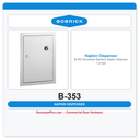 Bobrick B-353 Recessed Sanitary Napkin Disposal, 1.2-Gal.