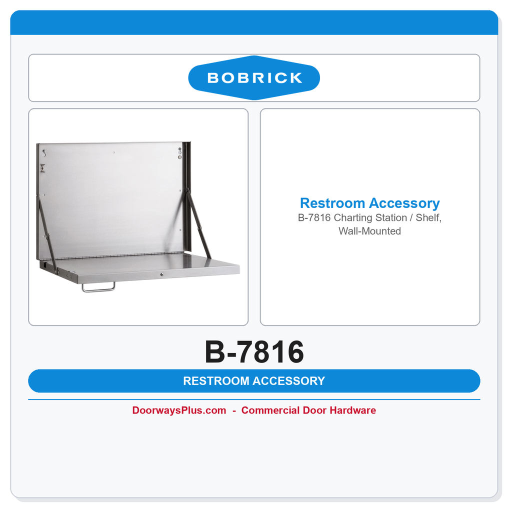 Bobrick B-7816 Charting Station / Shelf, Wall-Mounted